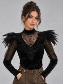 Feather Shoulder Lace Cape Collar