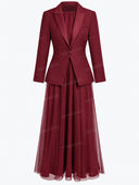 Tailored Blazer & Chiffon Maxi Dress Prom Set