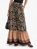 Print Stitching Swing Skirt