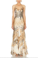 Leopard-printed Sling Maxi Dress