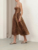 Leopard Print  A-Line Midi Dress