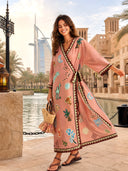 Bohemian Tribal Print Wrap Maxi Dress