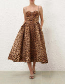 Leopard Print  A-Line Midi Dress