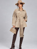 Western Fringe Belted Shirt Jacket