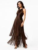 Fashion Elegant Sleeveless Halter Neck Tassel Slim Maxi Dress