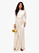 Elegant Draped Satin Maxi Dress