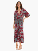 Casual Abstract Tie-Dye Print Kimono Sleeve Maxi Dress