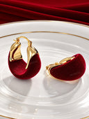 Velvet Sculptural Gold Hoop Earrings