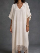 V-Neck Tassel Design Maxi Dress