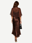 Elegant Chiffon Blouse And Satin Midi Dress Two-piece Set