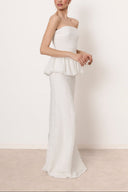 Elegant Strapless Ruched Skirt Two-Piece Set