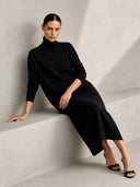 Elegant Knit High-Neck Loose Midi Dress