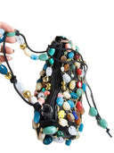 Bohemian Multicolor Stone Beaded Hobo Underarm Shoulder Bag