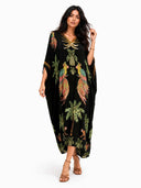 Unique Drop Shoulder Sleeve Coconut Tree Printed Dress