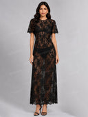 Tailored Blazer & Lace Maxi Dress Set