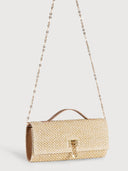 Rectangular Straw Woven Top Handle Clutch Crossbody Bag