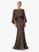 Boat Neck Backless Pleated Maxi Dress