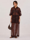 Sheer Organza Shirt & Skirt Two-Piece Set