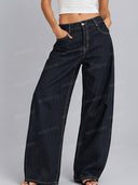 Retro Washed High Waist Barrel Leg Jeans