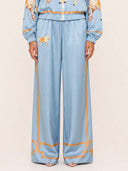 Exquisite Satin Horse Print Wide-Leg Pants
