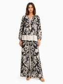 Monochrome Tropical Print Two-Piece Lounge Set
