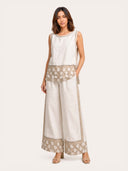 Minimalist Linen Contrast-Trim Two-Piece Set