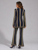Minimalist Vertical-Stripe Knit Two-Piece Set