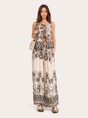Bohemian Vintage Print Sleeveless Two-Piece Set