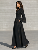 Retro Contrast Stitching Lapel Maxi Dress