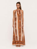 Boho Leaf Print Sleeveless Dress