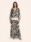 Monochrome Tropical Print Two-Piece Lounge Set
