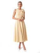 Elegant Sleeveless Bow Detail Slim-Fit Midi Dress
