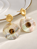 Mother of Pearl Disc Drop Earrings
