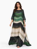 Elegant Gradient Print Kaftan Maxi Dress