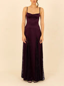 Elegant Satin Lace Patchwork Spaghetti Strap Maxi Dress