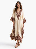 Retro Paisley Border Print Kaftan Maxi Dress