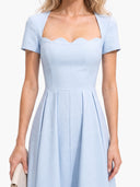 Elegant Wavy Hem A-Line Midi Dress