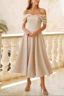 Elegant Off-the-shoulder Draped Maxi Dress