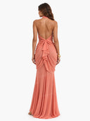 Elegant Open-Back Chiffon Maxi Dress
