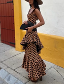 Brown Polka Dot Maxi Dress