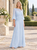 Elegant High Neck Balloon Sleeve Maxi Dress