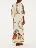 Elegant Floral Print V-Neck Empire Waist Maxi Dress