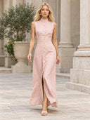 Minimalist High-Neck Sleeveless Maxi Dress