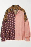 Exquisite Two-Tone Printed Loose Shirt And Pockets Elastic-Waist Shorts Set