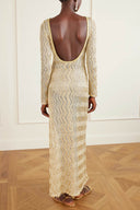 Casual Backless Metallic Crochet Maxi Dress