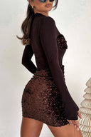 Delicate Sequin Panel Waist-Cut Mini Dress
