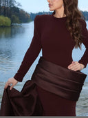 Pleated Ribbon Design Maxi Dress