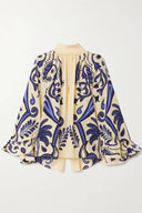 Exquisite Tie-Waisted Cutout Print Satin Loose-Fit Shirt