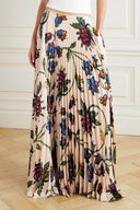 Exquisite Backless Camisole Top and Pleated Printed Satin Twill Skirt Set