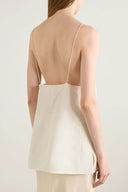 Exquisite Backless Camisole Top and Pleated Printed Satin Twill Skirt Set